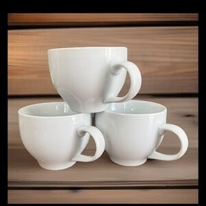 Pottery Barn Great White Rim Shape Coffee Mug Soup Cup Set 3 Large 5”